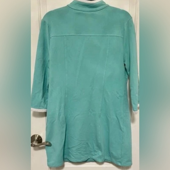 Boston Proper Shift Dress Turquoise Athleisure Chic Zip Front Resort Large - Picture 4 of 13